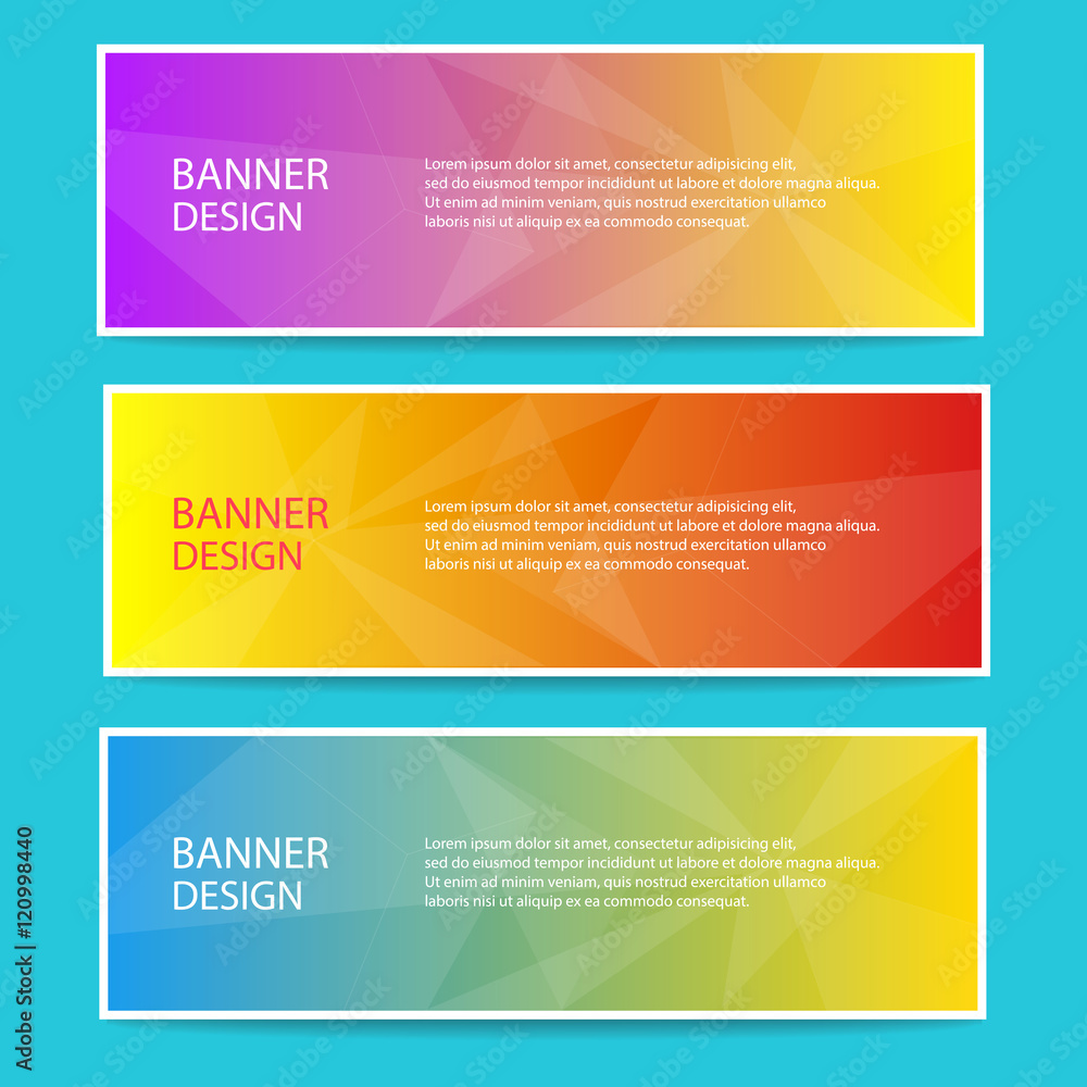 Fototapeta premium Banner design. Collection colorful banners with polygonal background