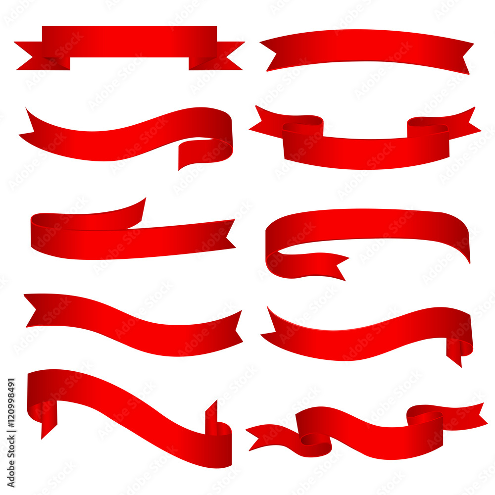 Ribbon banners. Set of ten beautiful realistic red ribbons. Vector, eps10 Ribbon banners. Set of ten beautiful realistic red ribbons. Vector, eps10