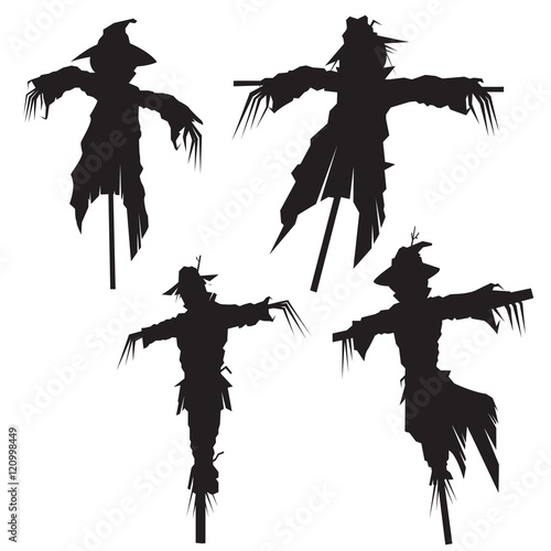 set of scarecrows, vector illustration