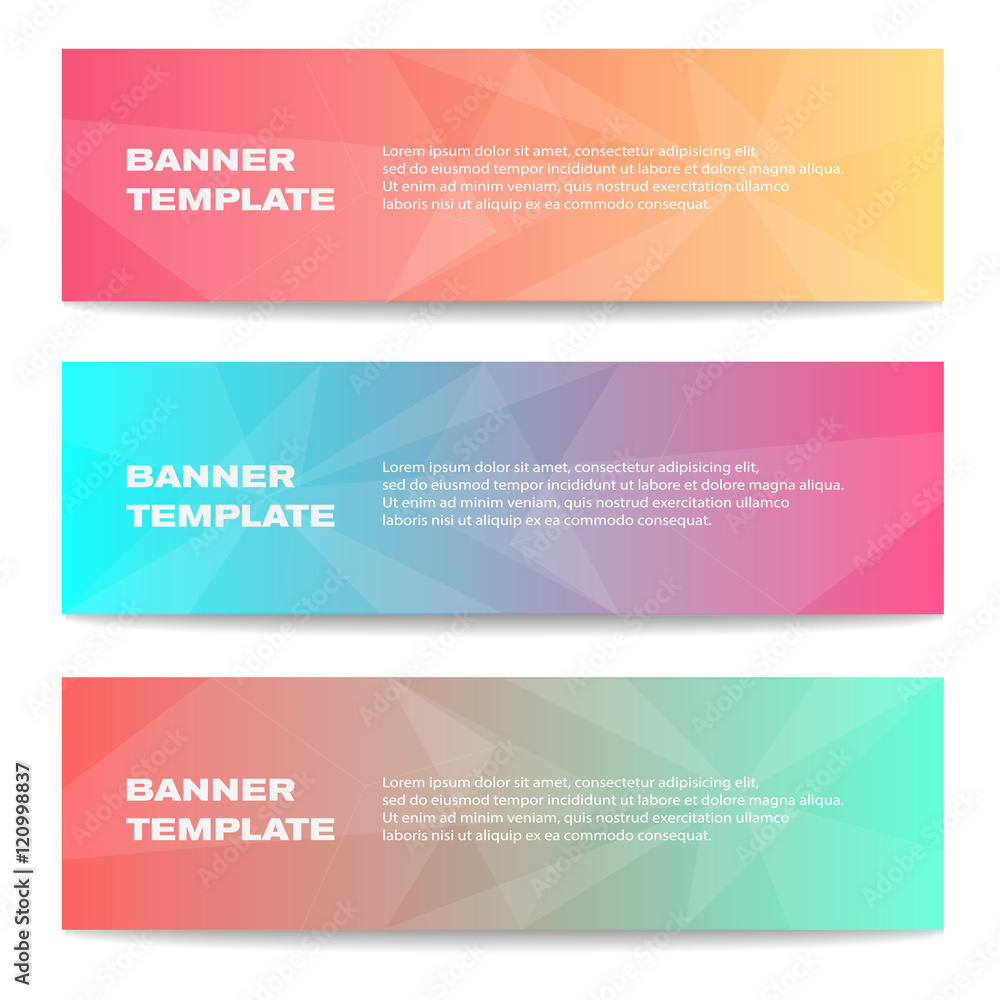 Naklejka premium Banner template. Collection of three beautiful colorful banners.
