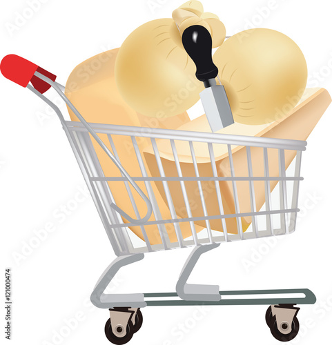 carrello pieno di formaggi acquisto