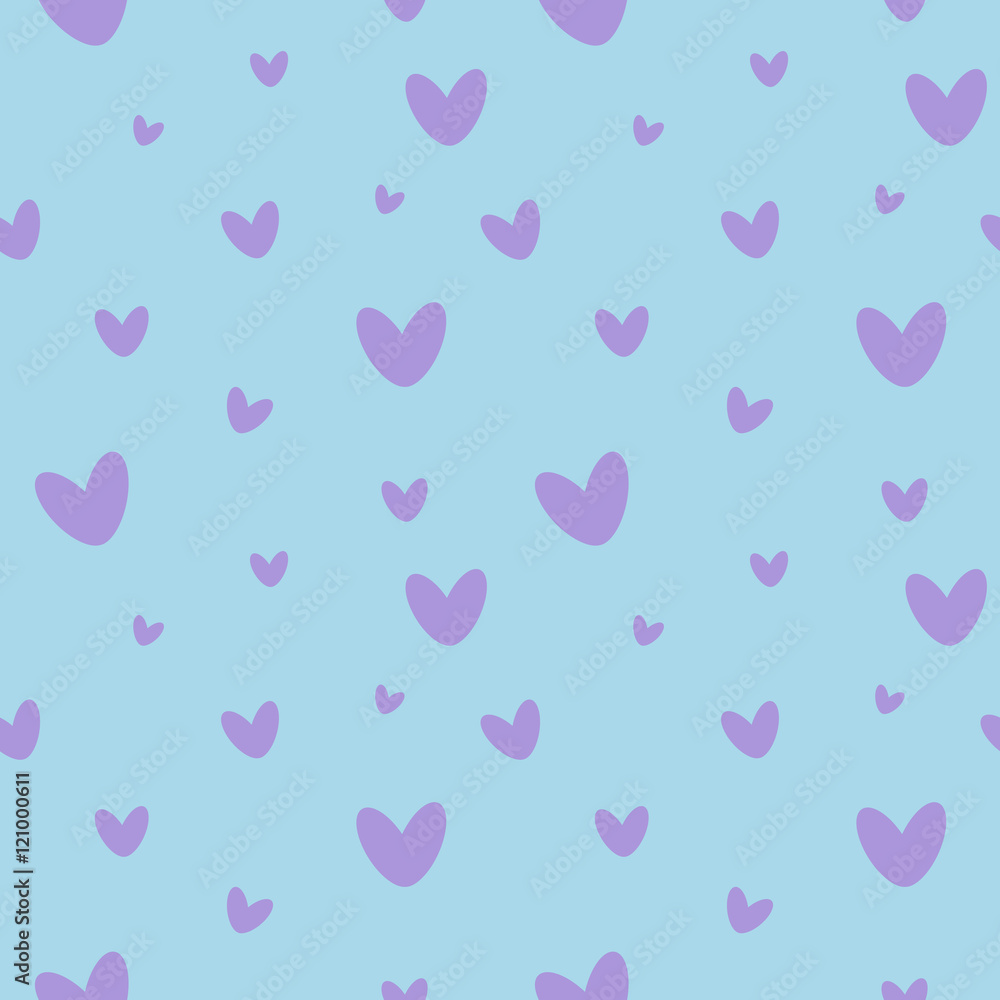 Hearts seamless pattern on a blue background. Cute babies pattern
