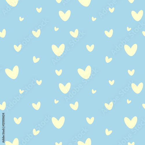 Heart cute seamless pattern on a blue background.