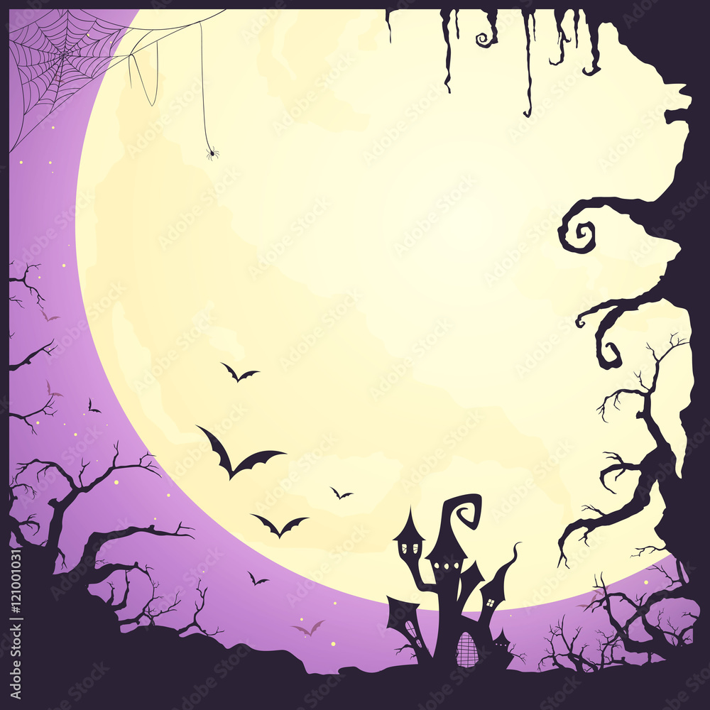 Vector Illustration of a Halloween Poster Background with Scary Castle