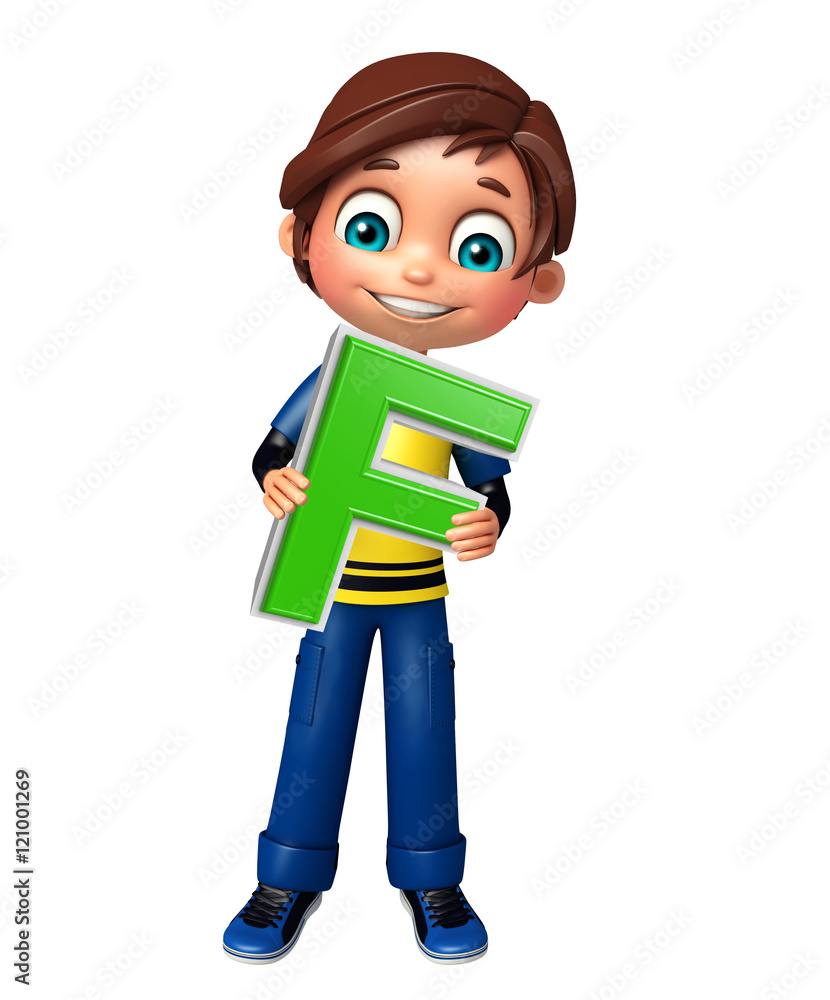 kid boy with F alphabate kid boy with F alphabate