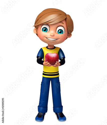 kid boy with apple
