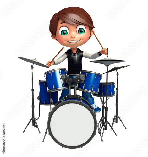 kid boy with drum