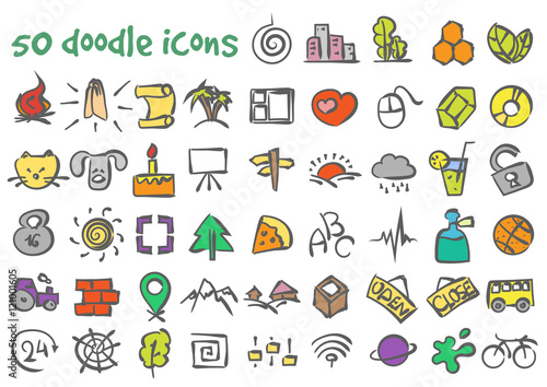 vector doodle icons set