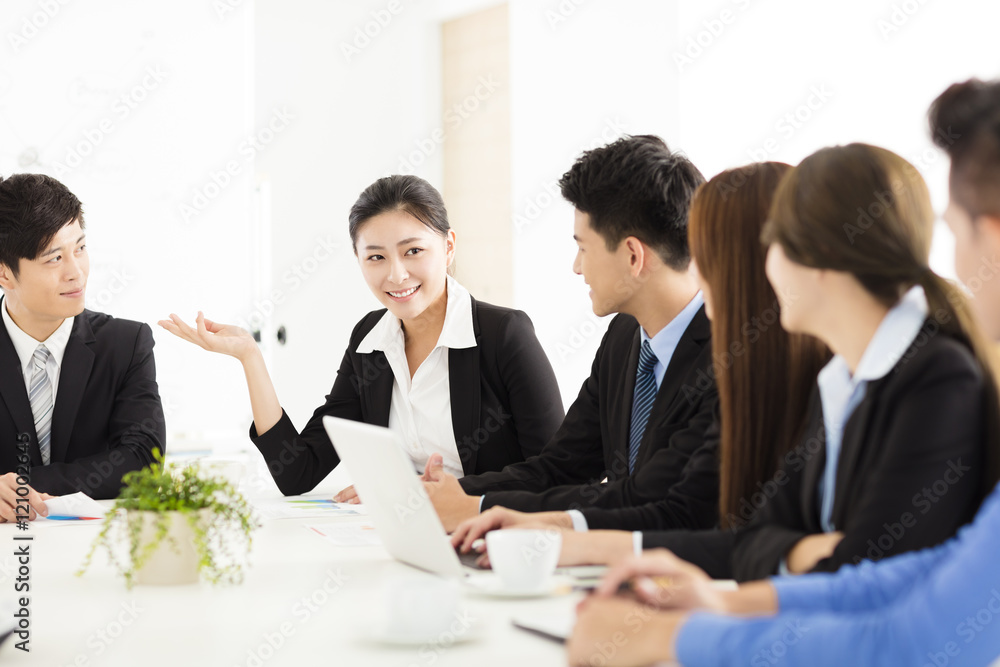Group of happy young business people in meeting Group of happy young business people in meeting