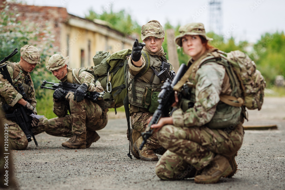 Army sniper during the military operation in the city. war, army