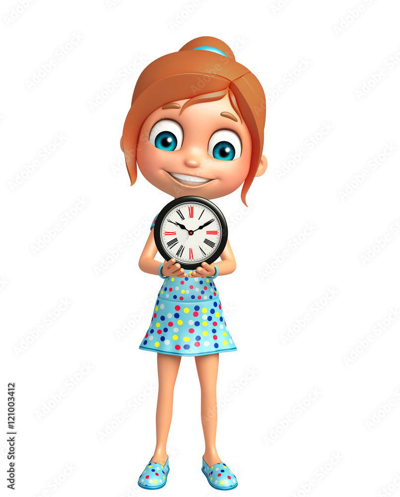 kid girl with Clock kid girl with Clock
