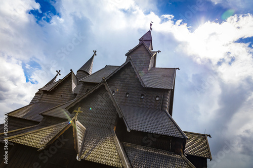 Close-up of eidsborg wooden stave church in Telemark Norway