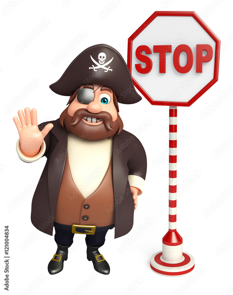Pirate with Stop sign Pirate with Stop sign
