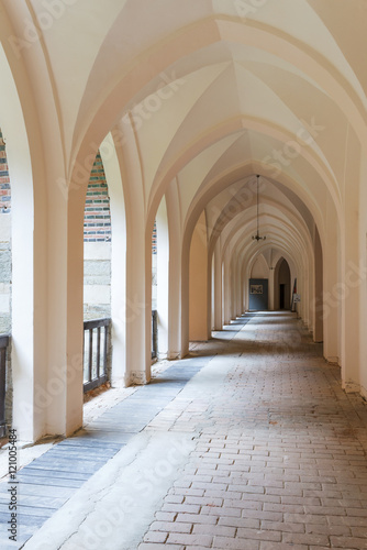 Arch way in ancient palace. Marianne Wilhelmine Oranska Palace in Kamieniec Zabkowicki  Poland.