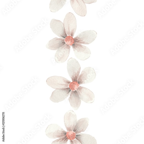 Delicate floral pattern. Watercolor seamless border 20