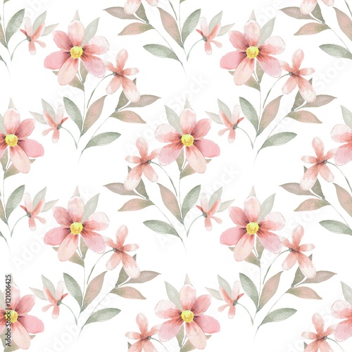 Delicate floral background. Watercolor seamless pattern 43