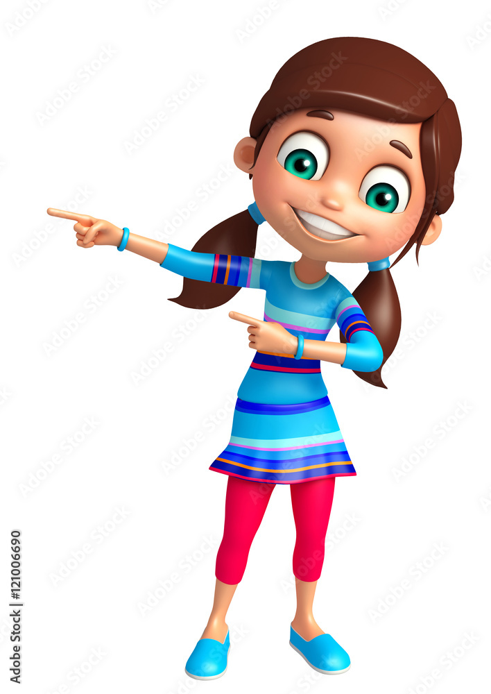 kid girl with Pointing Pose