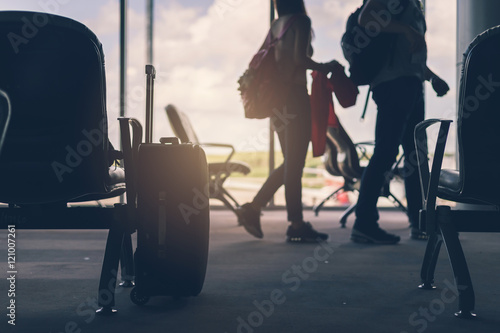 silhouette of Baggage in the airport