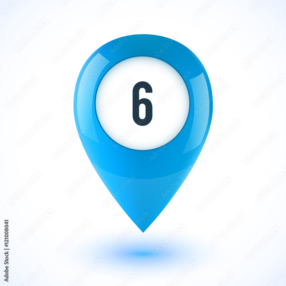 Blue realistic 3D vector glossy map point symbol Blue realistic 3D vector glossy map point symbol