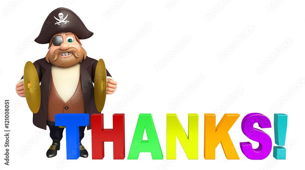 Pirate with Thanks sign & musical instument Pirate with Thanks sign & musical instument