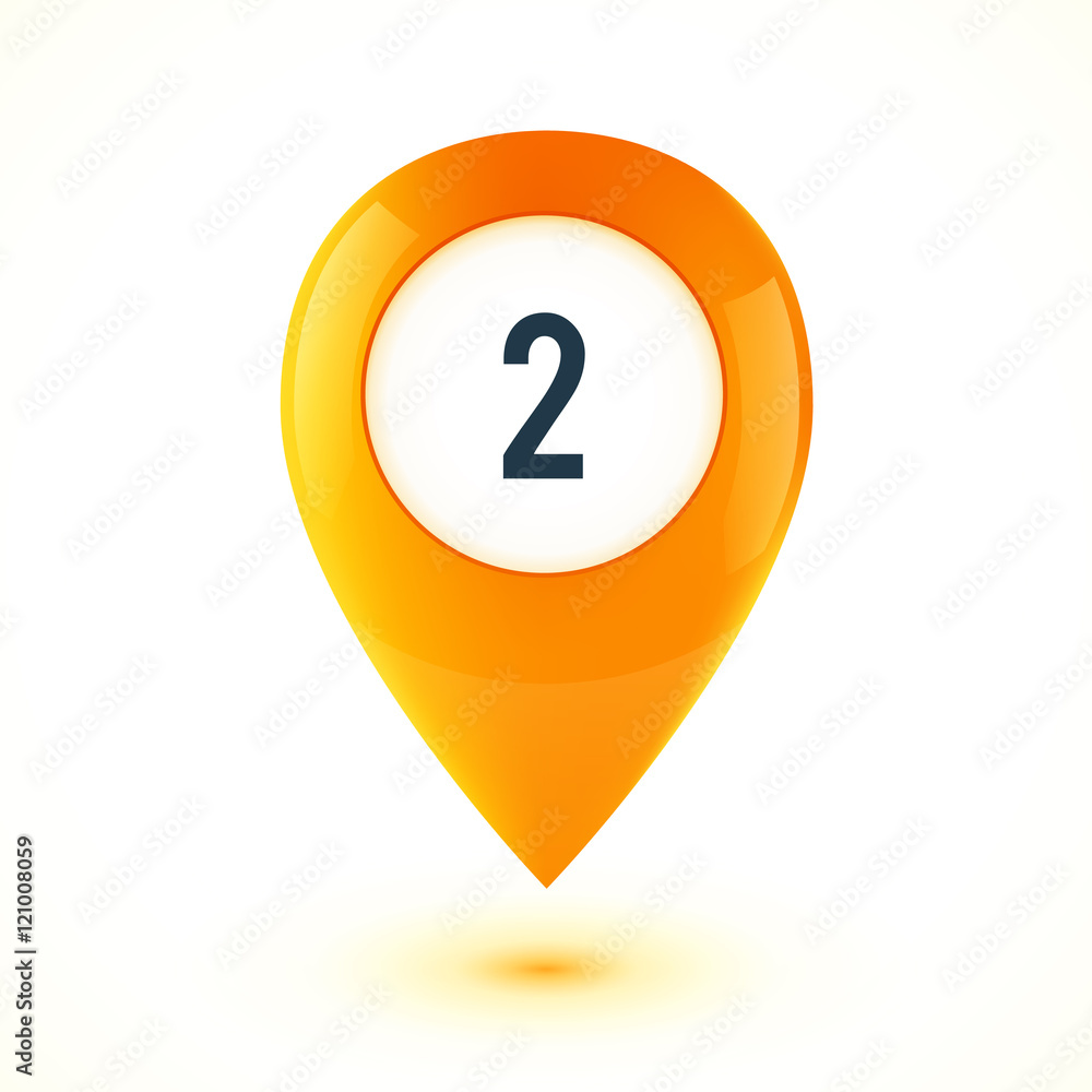 Orange realistic 3D vector glossy map point symbol Orange realistic 3D vector glossy map point symbol