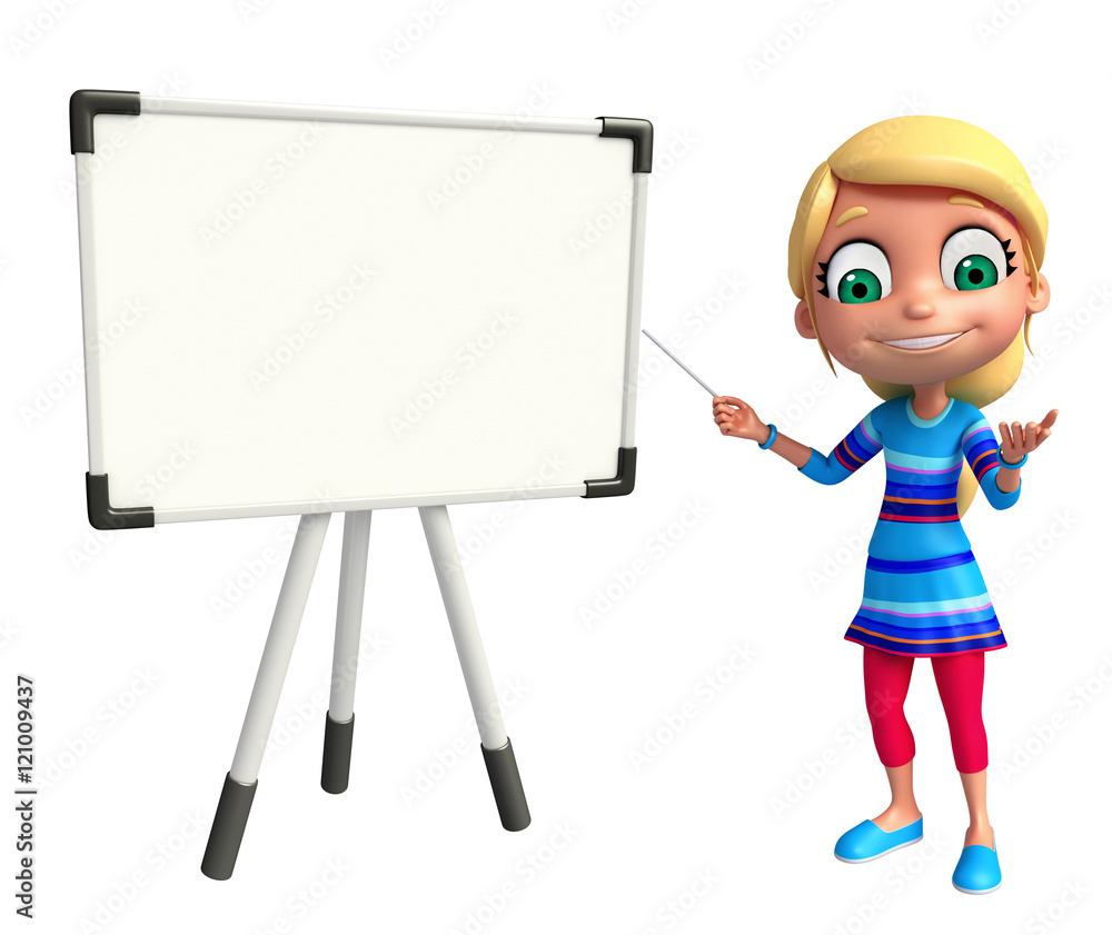 kid girl with  Display board