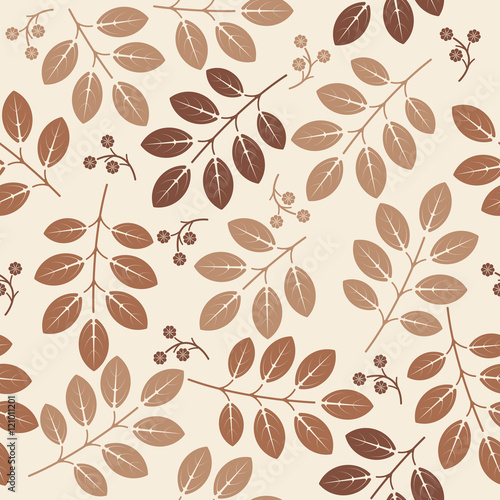 Autumn endless pattern with flowers and leaves