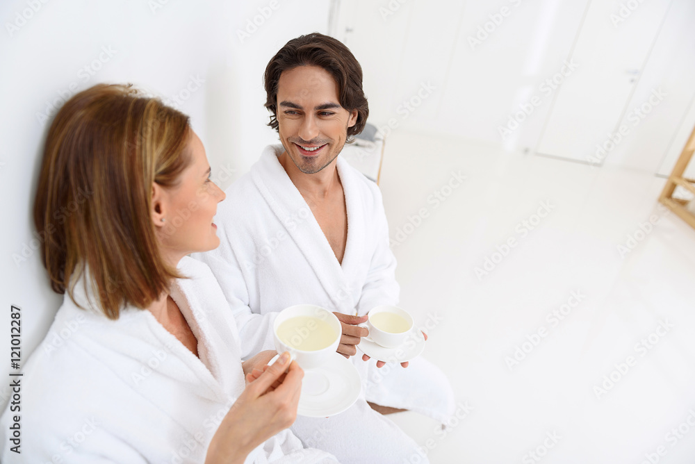 Mature couple relaxing together at day spa Mature couple relaxing together at day spa