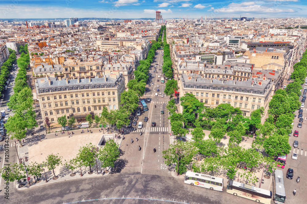 PARIS, FRANCE- JULY 06, 2016 : Beautiful panoramic view of Paris