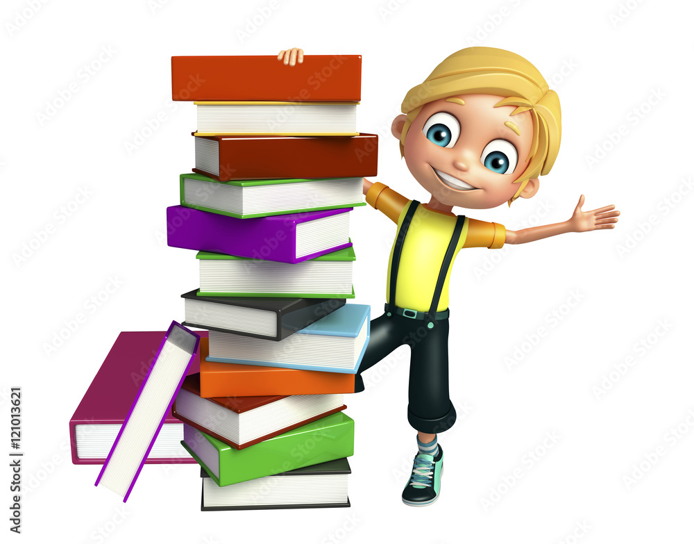 kid boy with book stack kid boy with book stack
