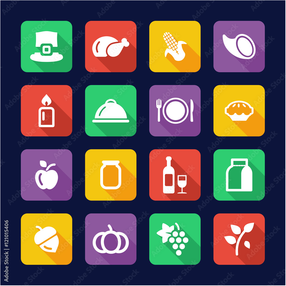Thanksgiving Icons Flat Design Thanksgiving Icons Flat Design