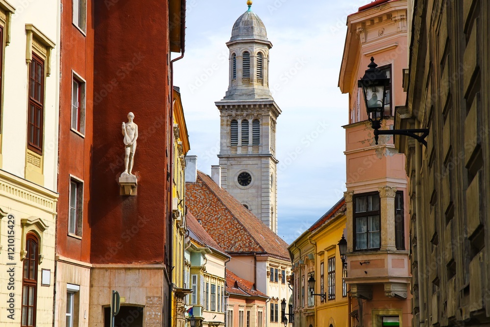 Historic architecture in Sopron, Hungary, Europe..