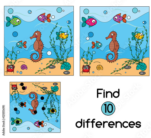 Find the differences educational children game. Kids activity sheet