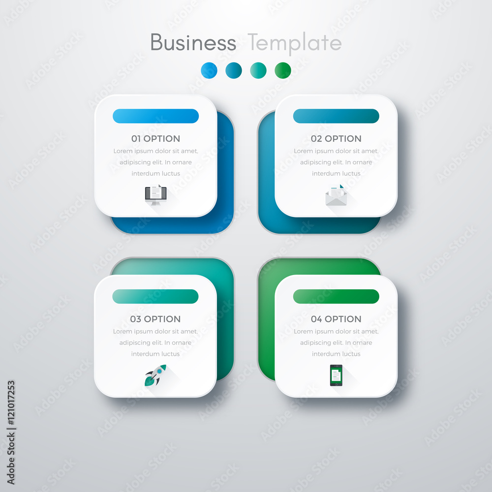 Vector illustration of four square infographics Vector illustration of four square infographics