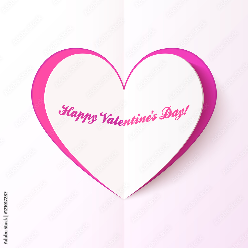 Pink cutout heart, Valentine's day greeting card