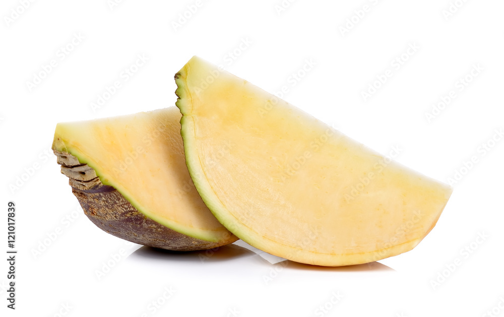 Slice of Swede isolated on the white background