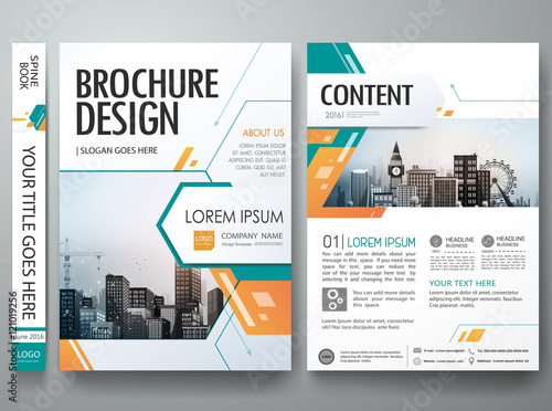 Green abstract shape poster portfolio layout design.City design on A4 brochure.Cover book portfolio presentation brochure design template vector.Business flyers report magazine poster layout template.