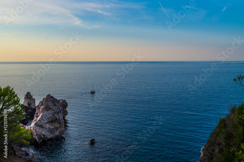 Beautiful sunset at the Cala Deia on Mallorca, Baleares, Spain