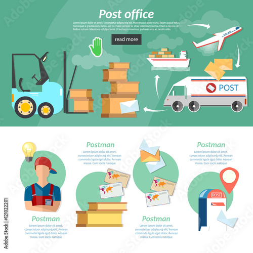 Post banners infographics mail delivery