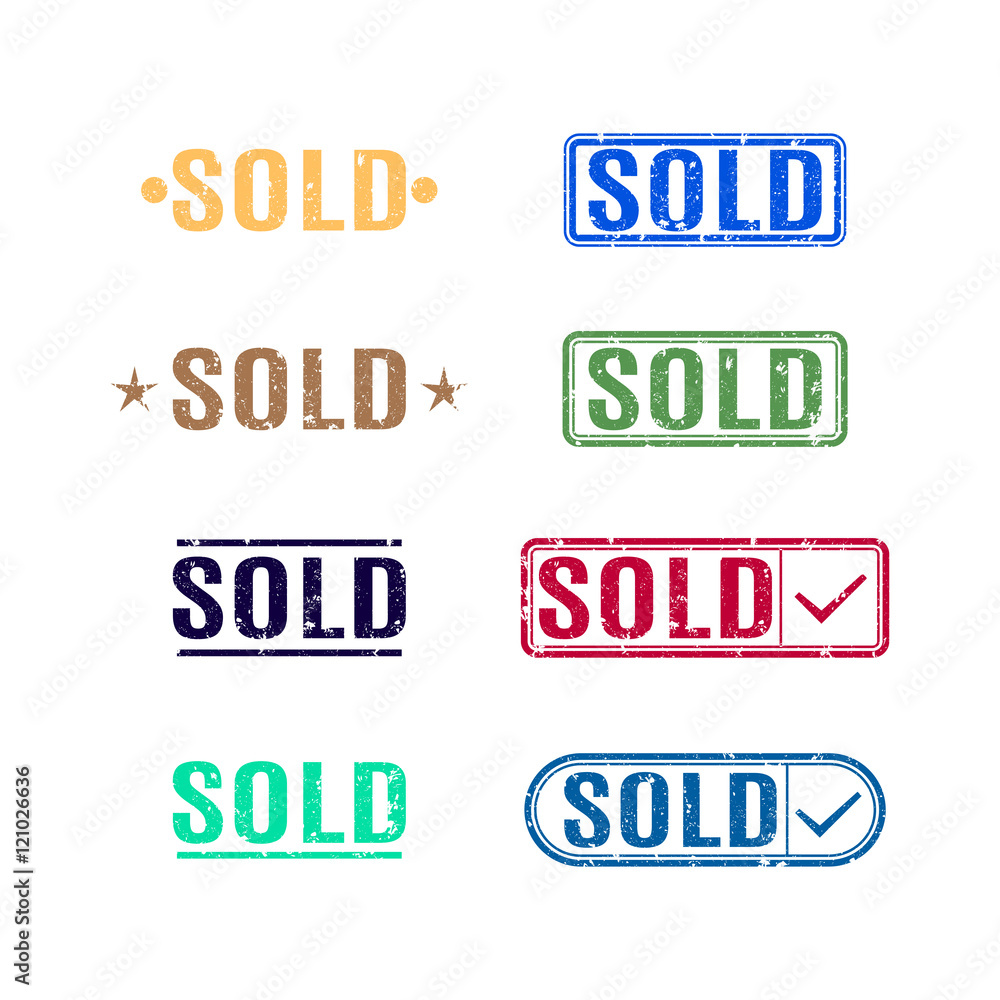 Fototapeta premium A set of stamps sold, vector illustration.