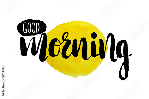 Colorful illustration style drawn hand with watercolor stains. Nice picture with good morning sunshine. Vector
