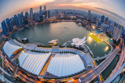 Photography Landscape of the Singapore financial district and business building