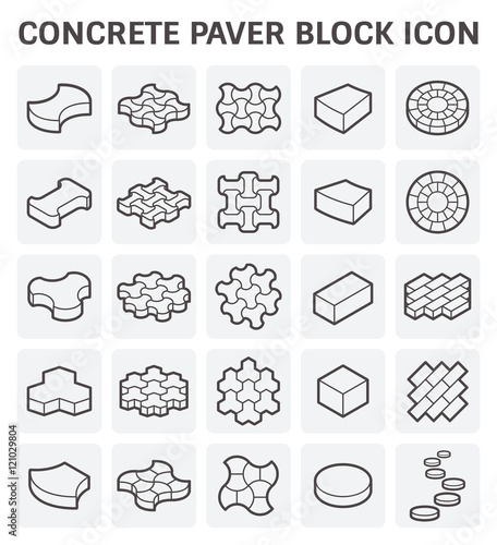 Concrete paver block or paver brick vector icon sets.