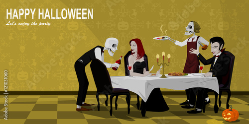 Vampire have dinner on Halloween night
