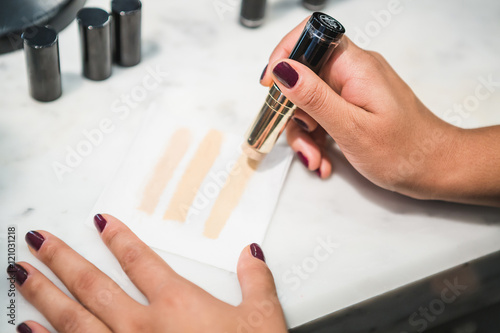 Application of makeup. makeup foundation. 
