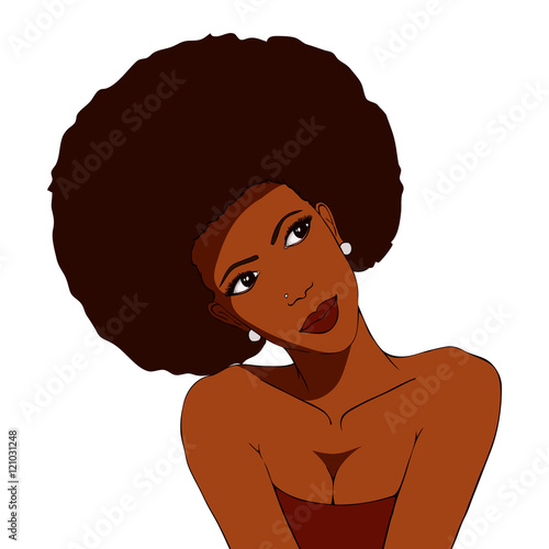 African American young woman thinking.