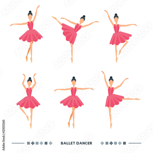 Set of ballet dancers poses.