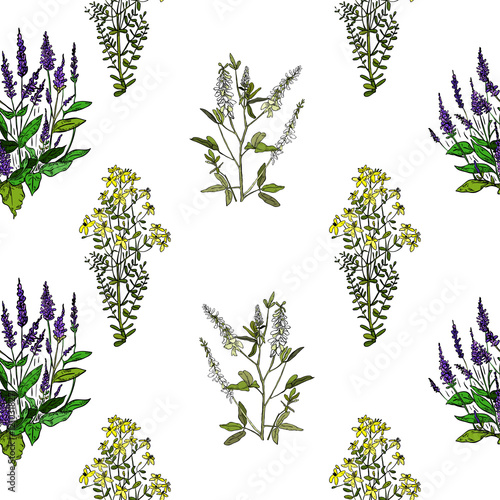 Canvas-taulu Seamless pattern with various flowers