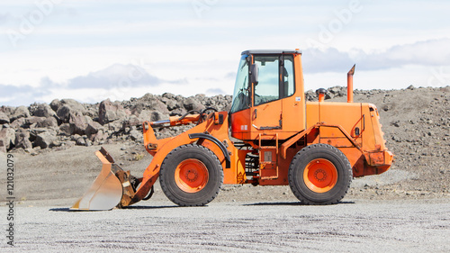 Large orange bulldozer