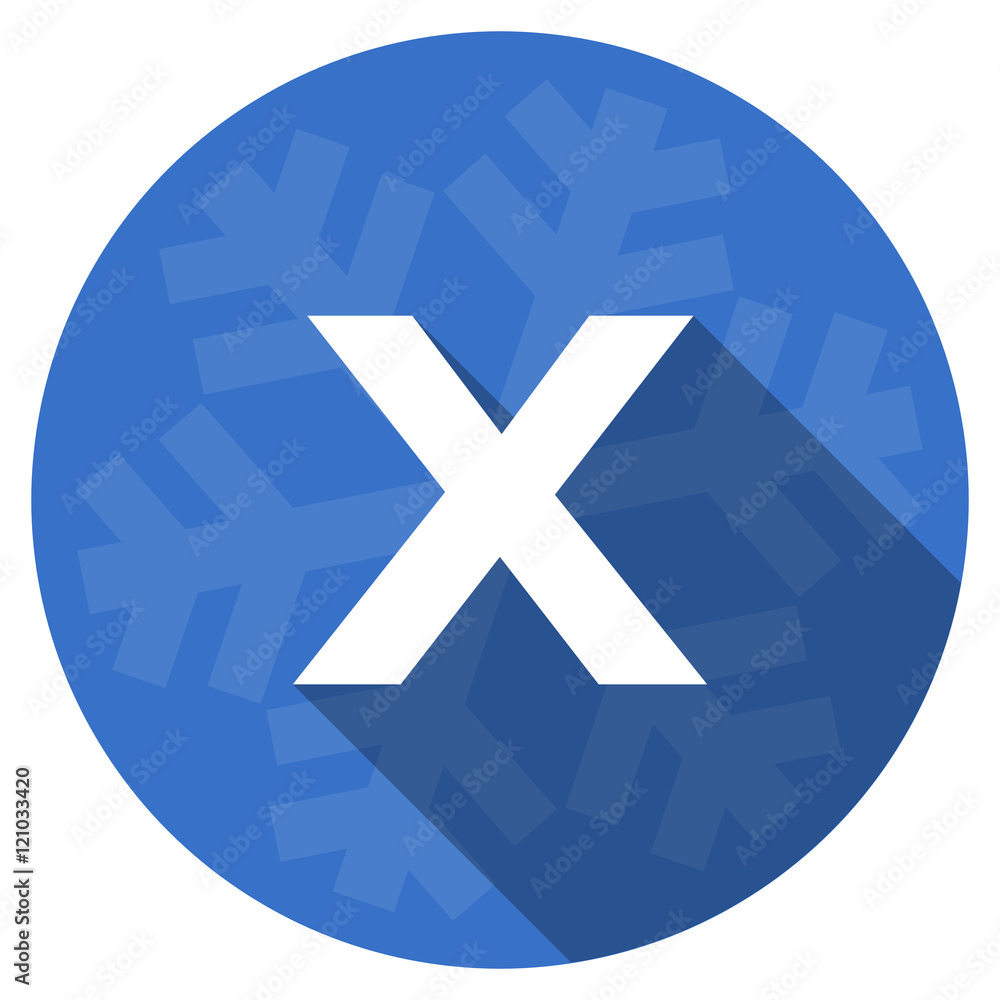 Fototapeta premium cancel blue flat design christmas winter web icon with snowflake